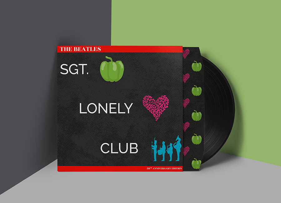 mockup showing an anniversary edition record design for sgt pepper's lonely hearts club band by the beatles