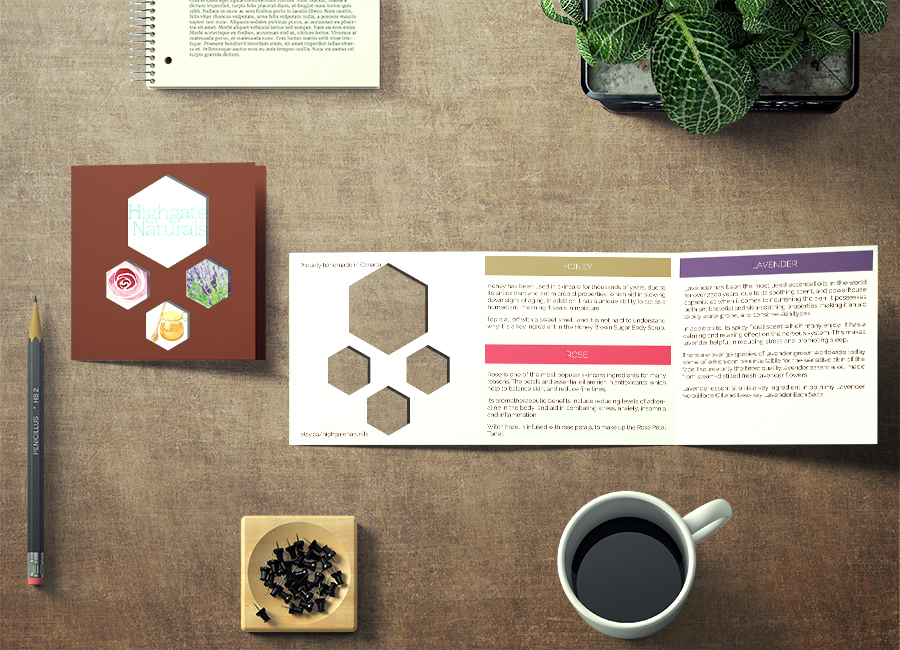 mockup of die-cut brochure